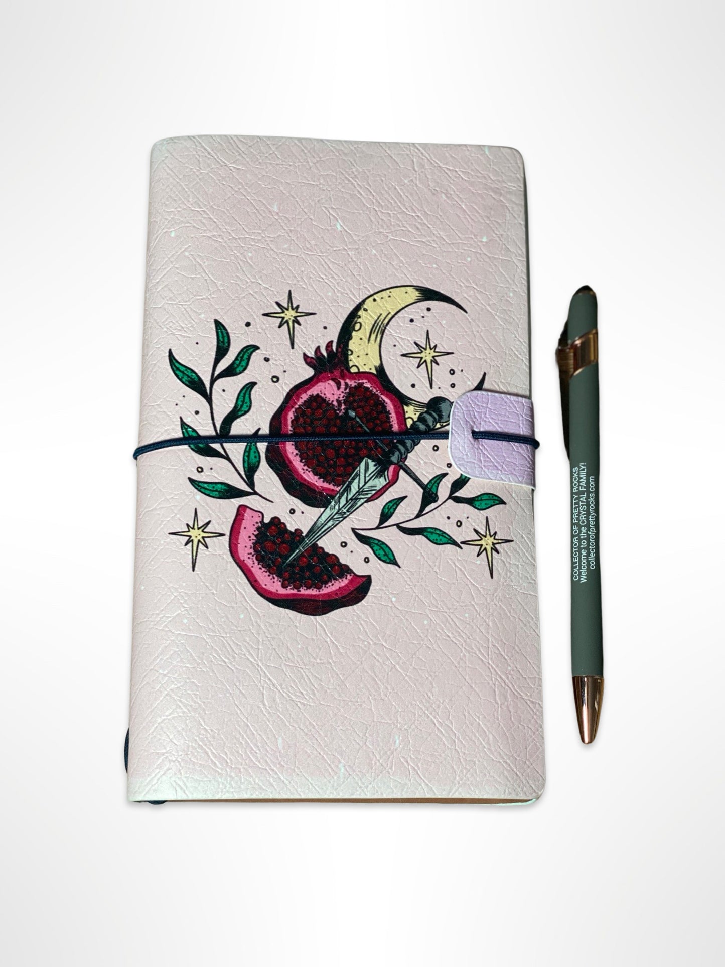 Refillable/Reusable Leather bound ManifestationJournal with Soft Touch Merch Pen