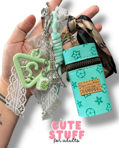 Curated Bag Charm & Keychain with Trinkets + Lipstick Case (Multiple Colors)