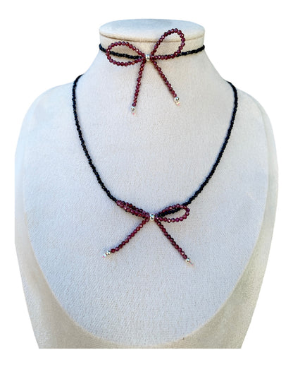 Crystal Necklace and Bracelet with Bow Set