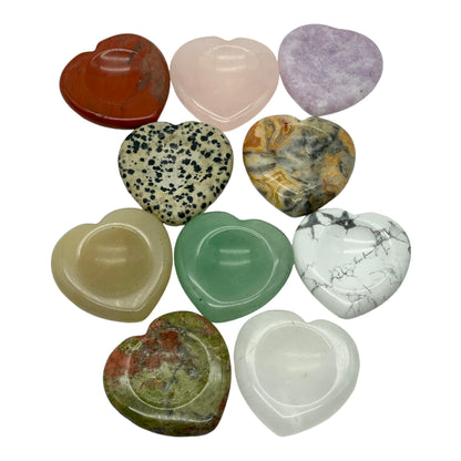 Natural Crystal Worry Stones in Heart Shape