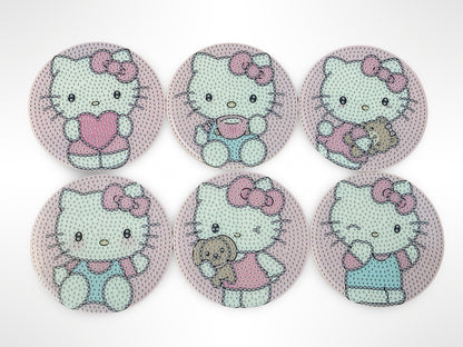 Hello Kitty 6 pack Coaster DIY Diamond Painting