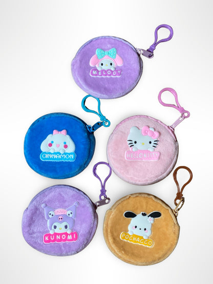 Round Fluffy Keychain Wallet