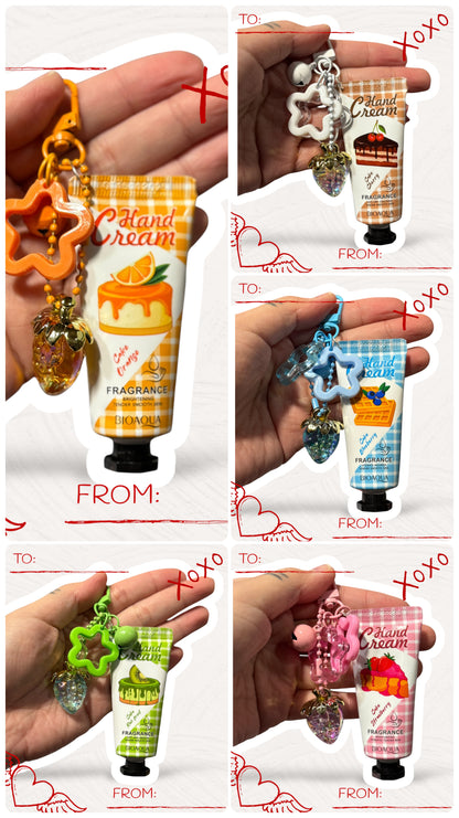 Hand Cream Charm Gift Set – Kawaii Scented Hand Cream with Bag/Keychain Charm (6 Colors)