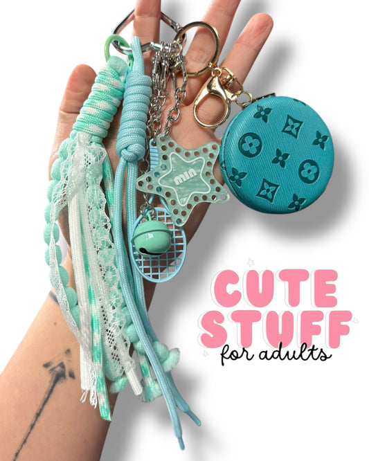 Curated Bag Charm & Keychain Set with Designer-Inspired Mirror (Multiple Colors)