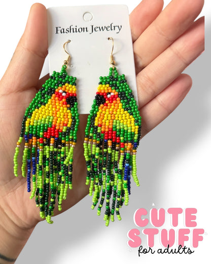 Tropical Macaw Beaded Earrings – Hand-Woven Colorful Parrot Earrings