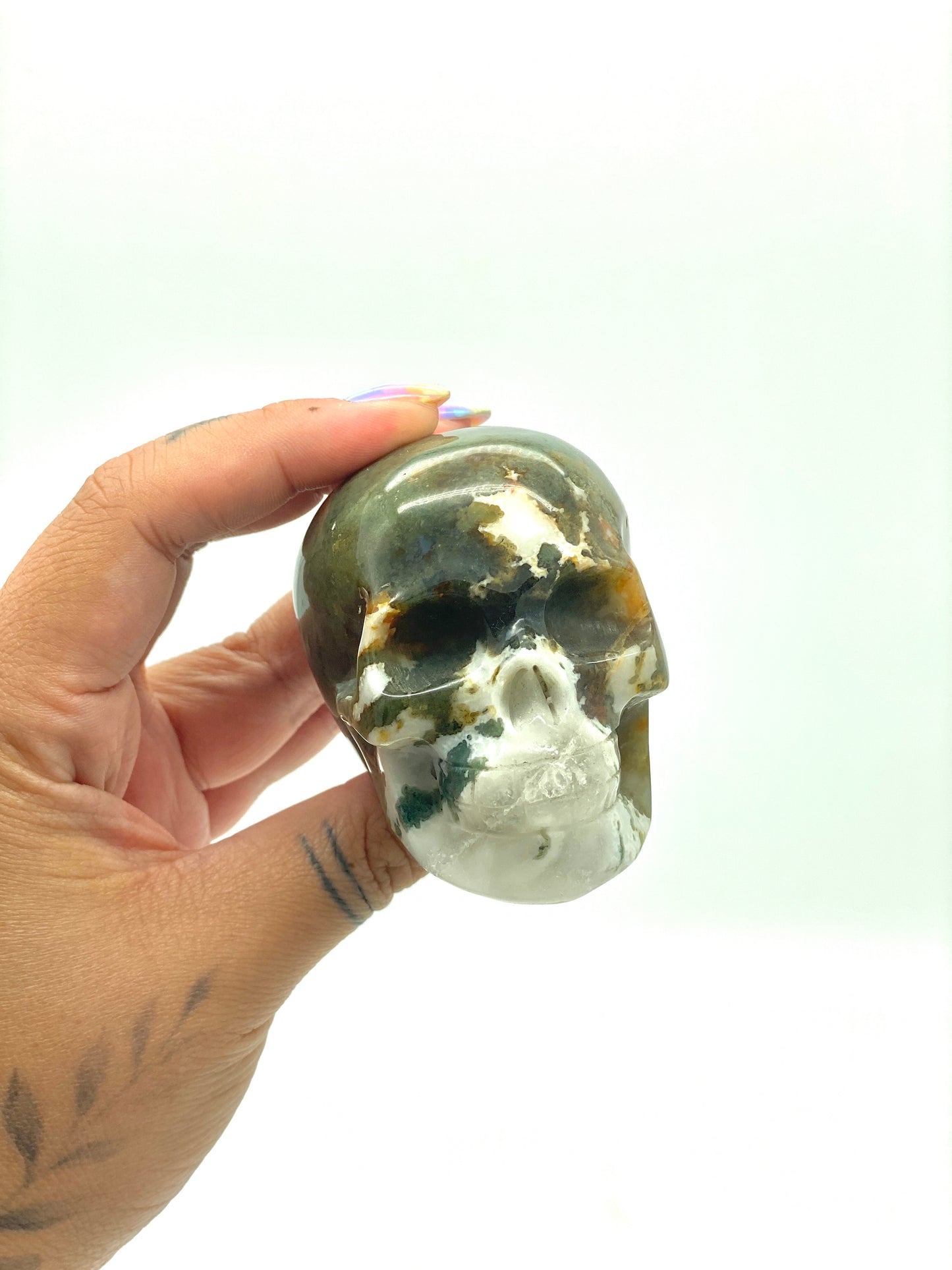 Green Moss Agate Skull 💀