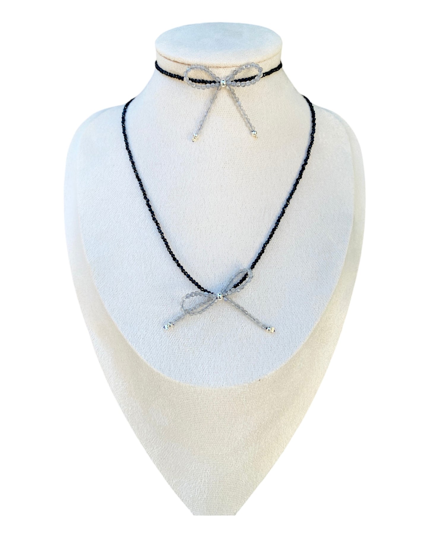 Crystal Necklace and Bracelet with Bow Set