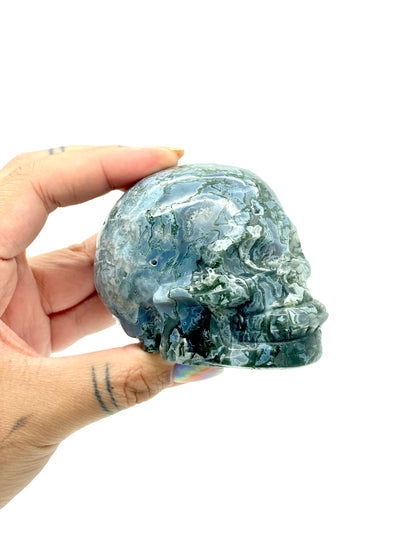 Blue Moss Agate Skull 💀