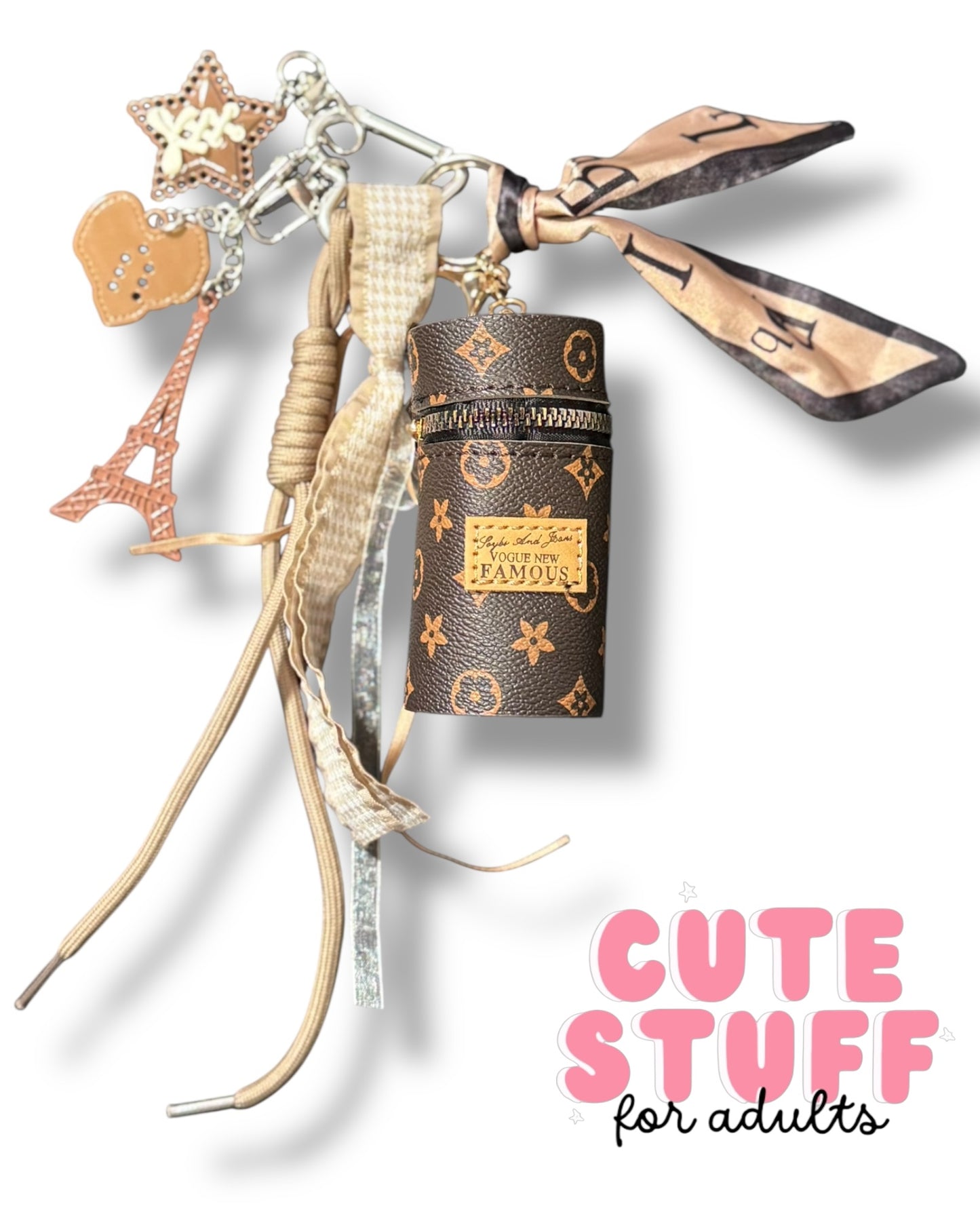 Curated Bag Charm & Keychain with Trinkets + Lipstick Case (Multiple Colors)