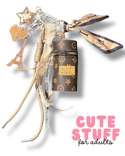 Curated Bag Charm & Keychain with Trinkets + Lipstick Case (Multiple Colors)