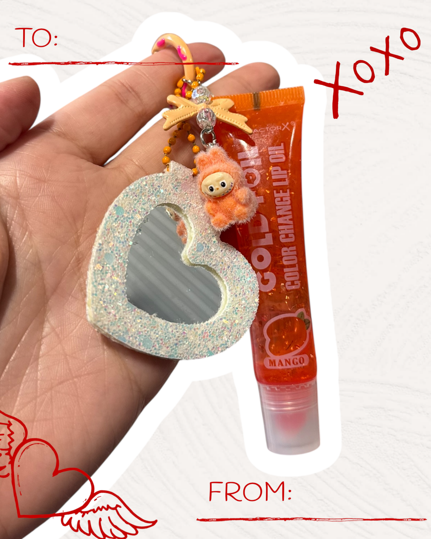 Kawaii Lip Oil Keychain with Handmade Charm | Cute Gloss Bag Charm & Phone Accessory
 💋