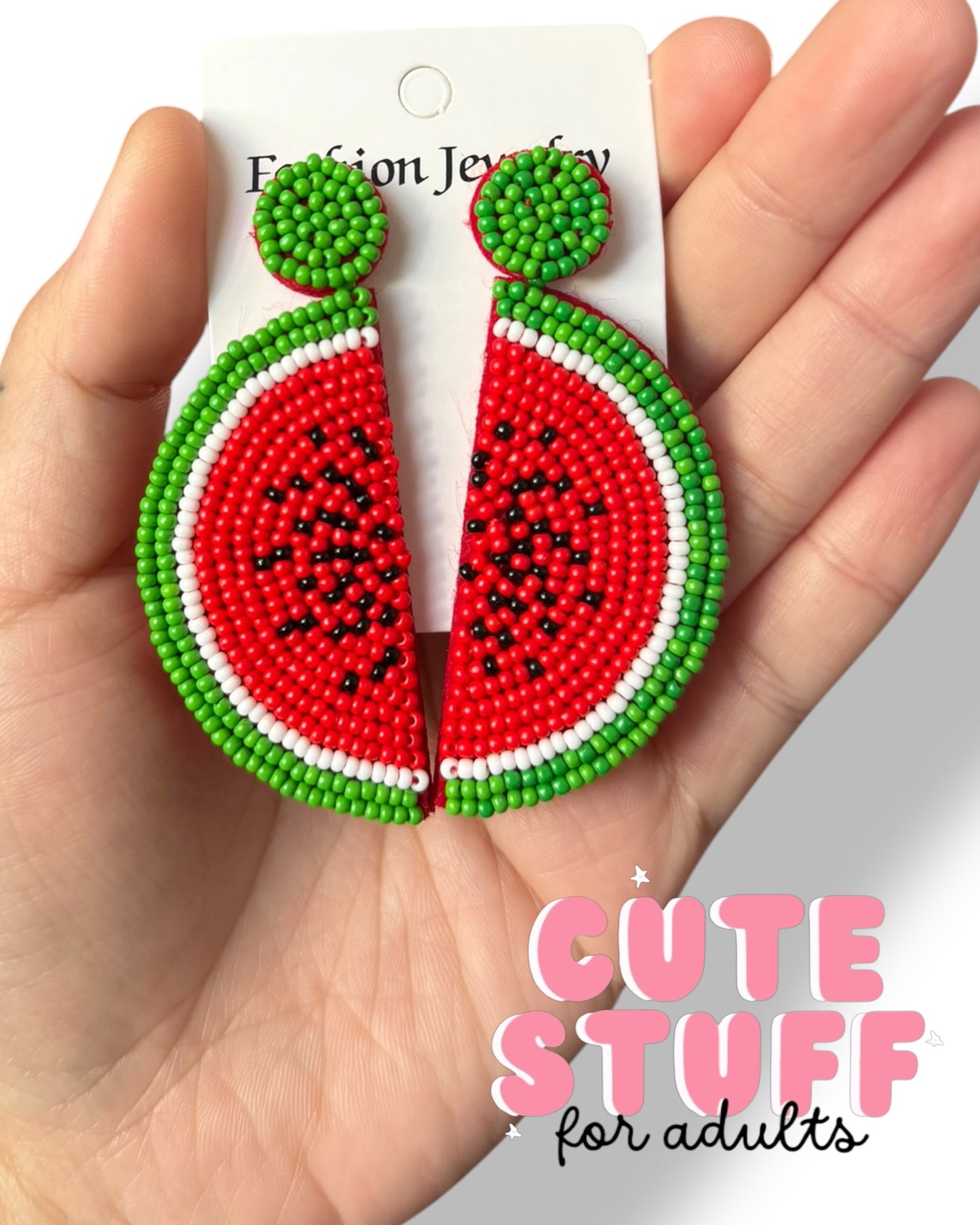 Juicy Watermelon Beaded Earrings – Hand-Woven Summer Seed Bead Earrings