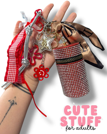 Curated Bag Charm & Keychain with Trinkets + Lipstick Case (Multiple Colors)