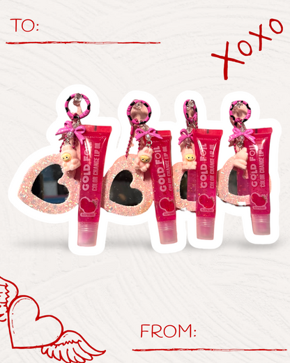 Kawaii Lip Oil Keychain with Handmade Charm | Cute Gloss Bag Charm & Phone Accessory
 💋