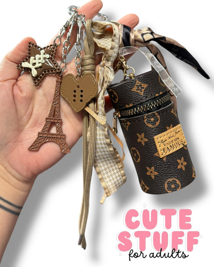 Curated Bag Charm & Keychain with Trinkets + Lipstick Case (Multiple Colors)