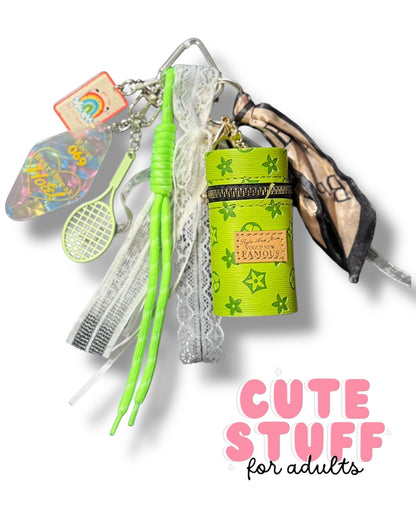 Curated Bag Charm & Keychain with Trinkets + Lipstick Case (Multiple Colors)