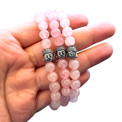 Rose Quartz Buddha Head Bracelet