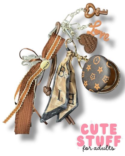 Curated Bag Charm & Keychain Set with Designer-Inspired Mirror (Multiple Colors)