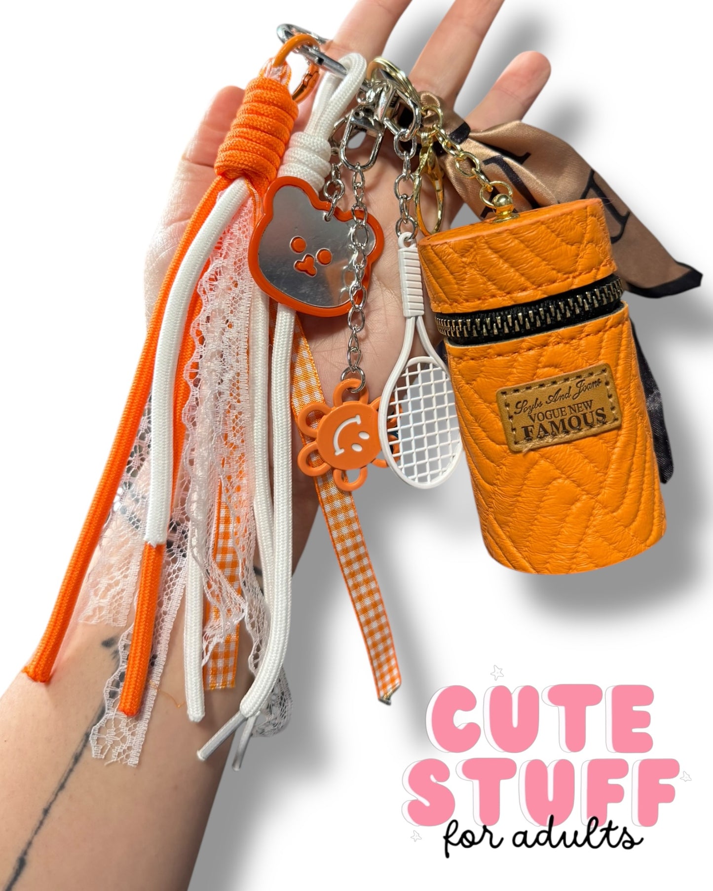 Curated Bag Charm & Keychain with Trinkets + Lipstick Case (Multiple Colors)