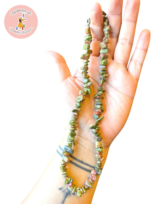Gemstone Chip Beaded Necklace – Convertible Double Wrap Bracelet