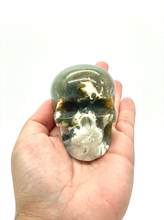 Green Moss Agate Skull 💀