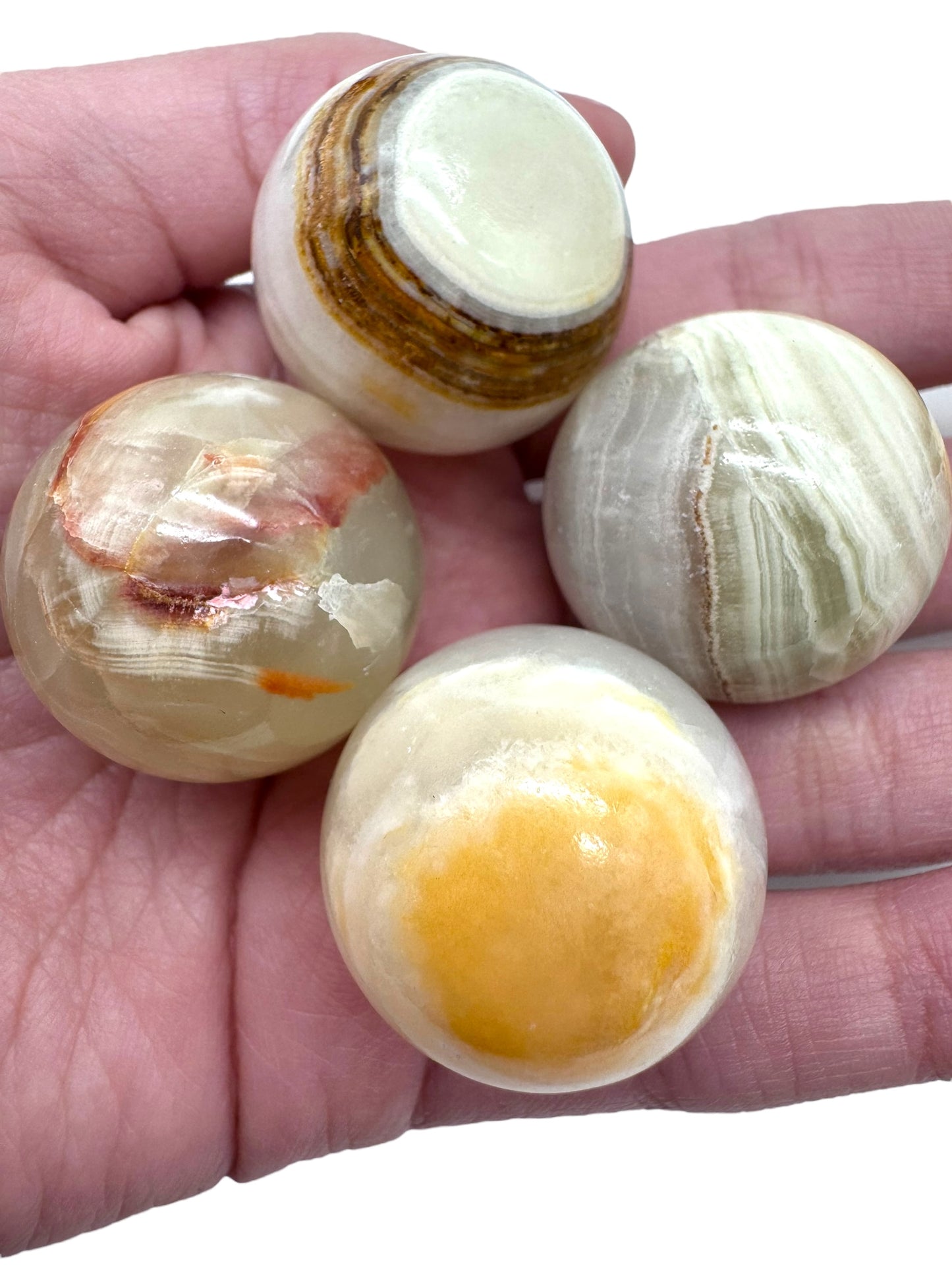 Yellow, Green, and White Onyx Sphere