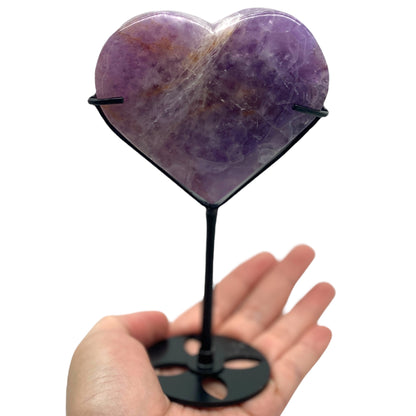 Purple Amethyst with Lace Agate Heart Carving