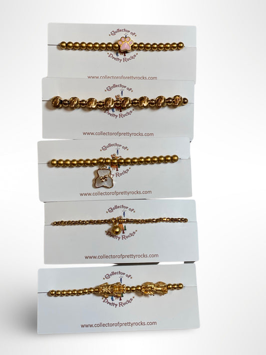 Stainless Steel Charm Bracelets in Gold