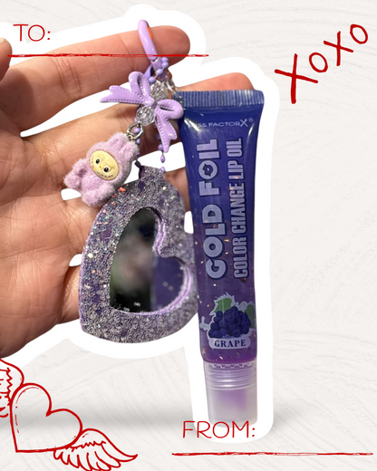 Kawaii Lip Oil Keychain with Handmade Charm | Cute Gloss Bag Charm & Phone Accessory
 💋