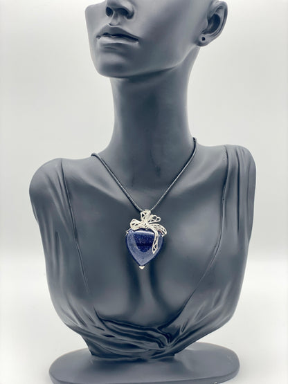 Heart with Bow Crystal Pendant