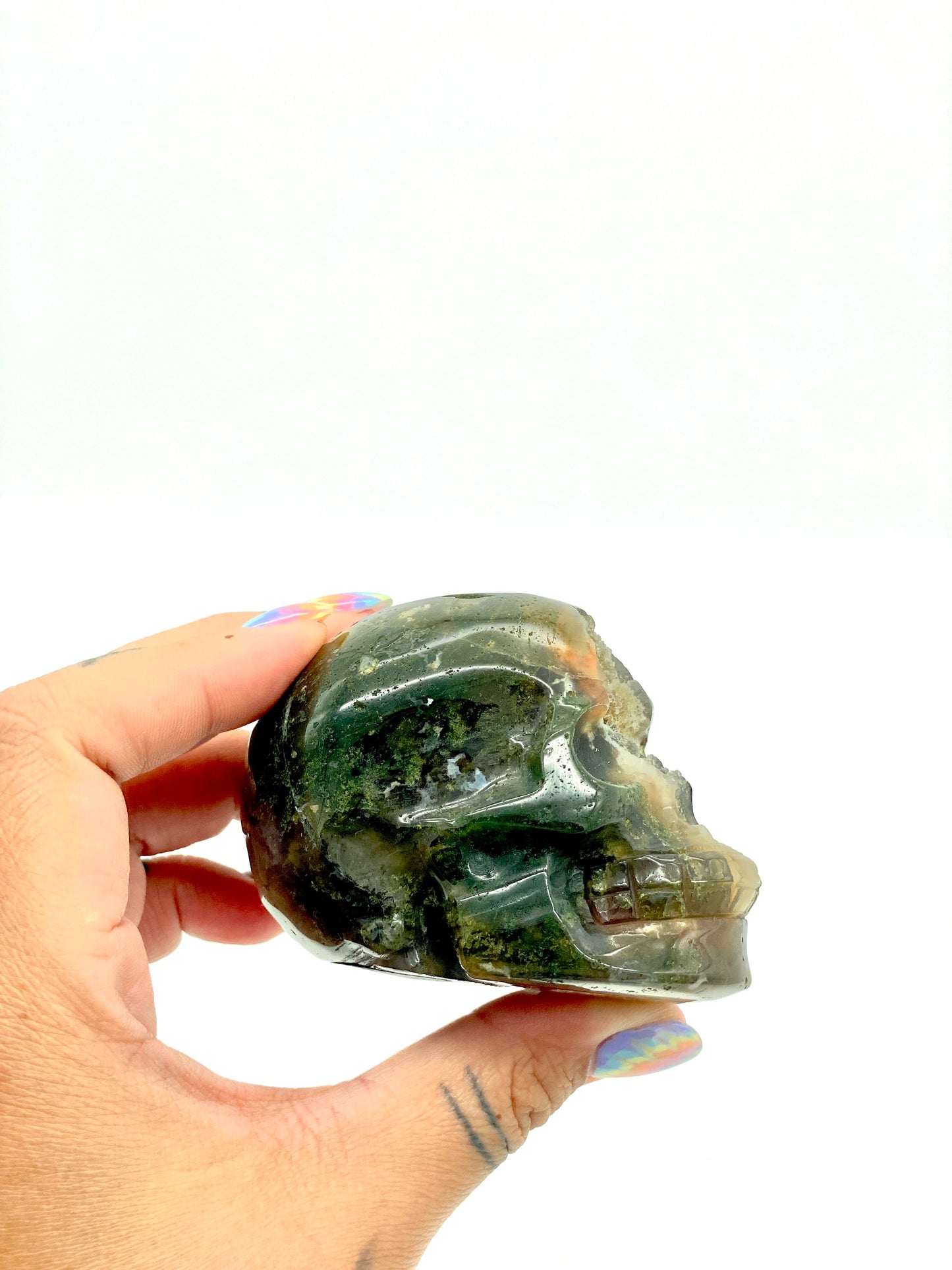 Moss Agate Scary Skull 💀