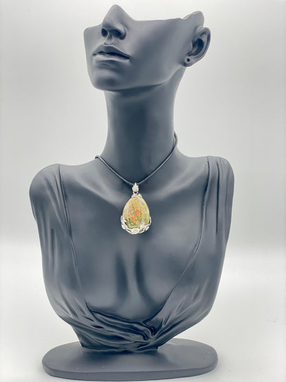 Crystal Teardrop with Flower Accent Reversible Pendants