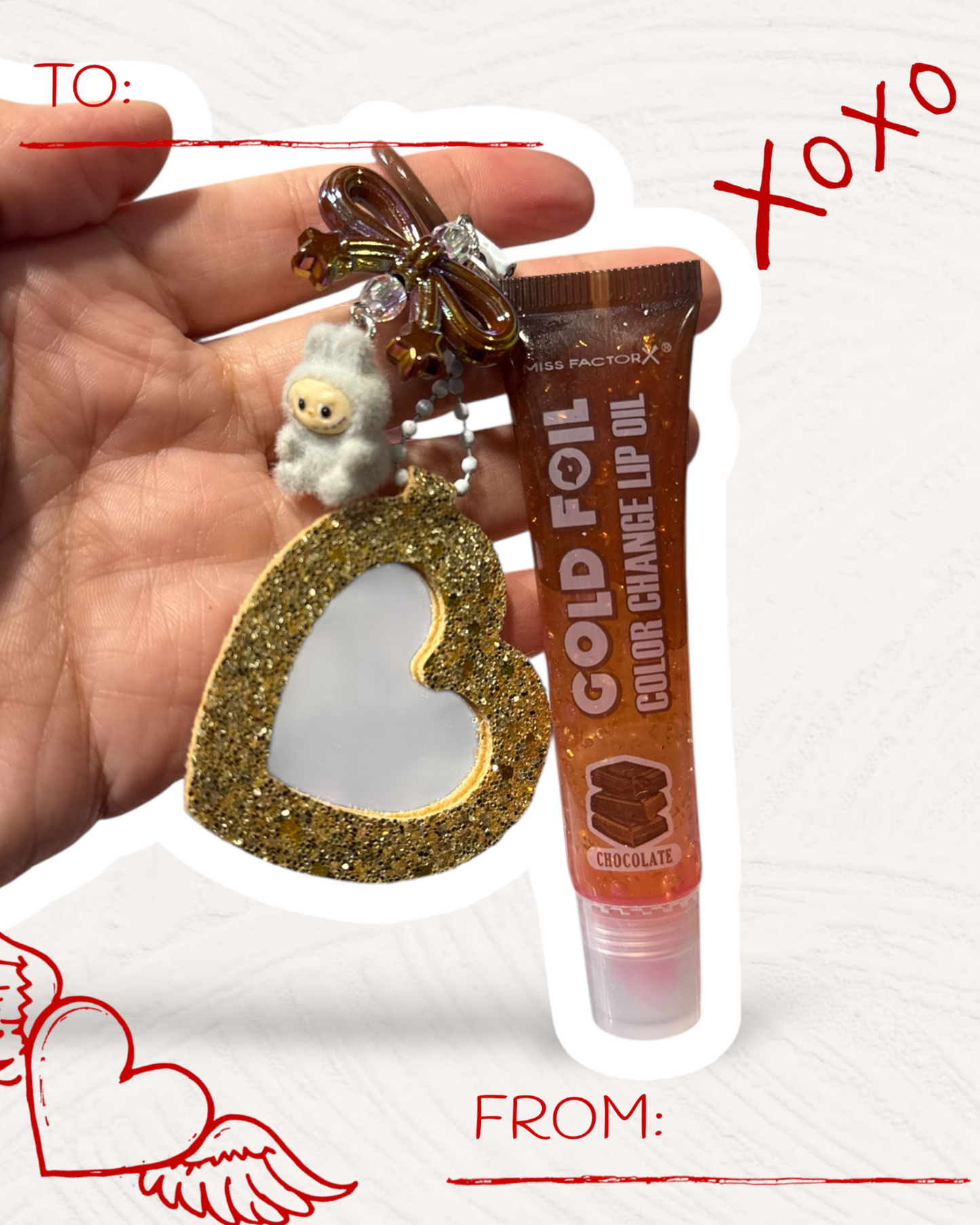 Kawaii Lip Oil Keychain with Handmade Charm | Cute Gloss Bag Charm & Phone Accessory
 💋
