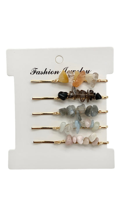 Natural Crystal Hair Clip Set