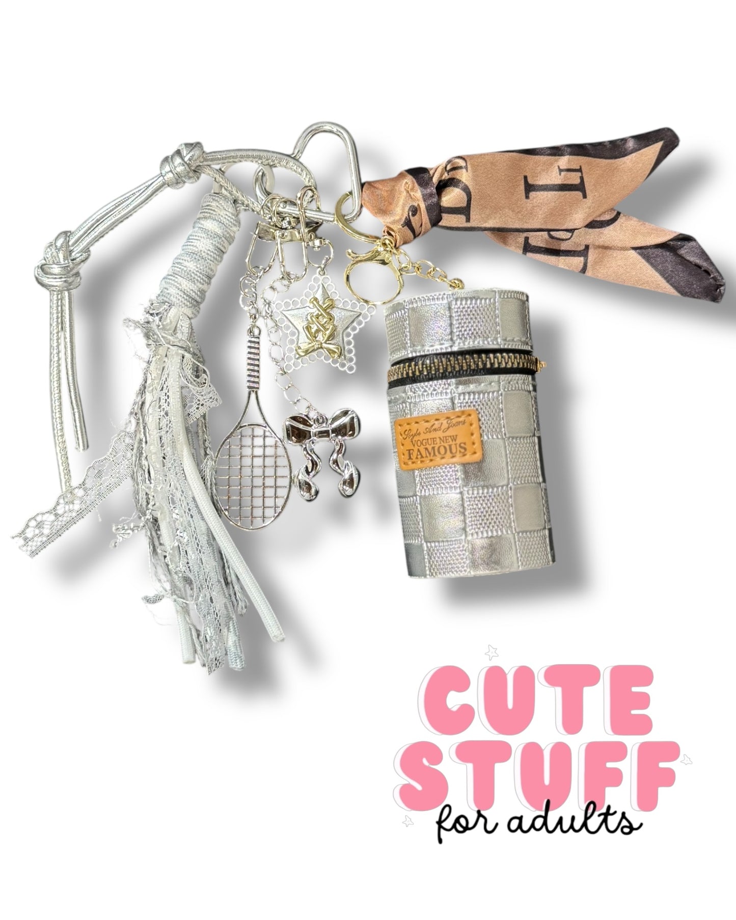Curated Bag Charm & Keychain with Trinkets + Lipstick Case (Multiple Colors)