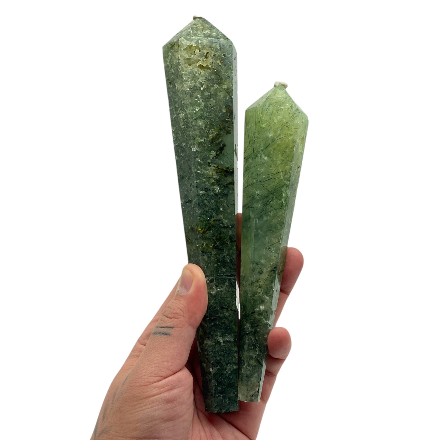 Prehnite with Epidote Wand