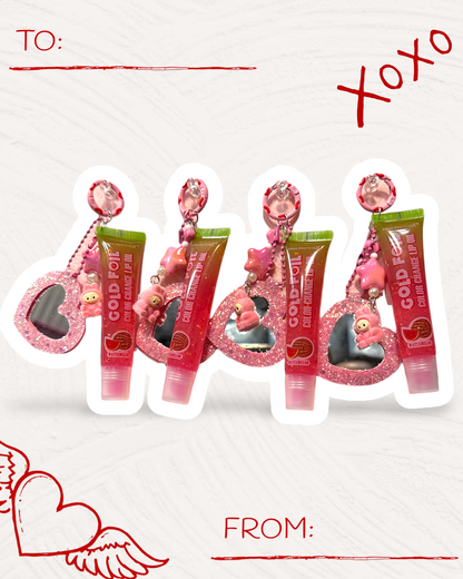Kawaii Lip Oil Keychain with Handmade Charm | Cute Gloss Bag Charm & Phone Accessory
 💋