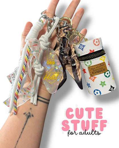 Curated Bag Charm & Keychain with Trinkets + Lipstick Case (Multiple Colors)