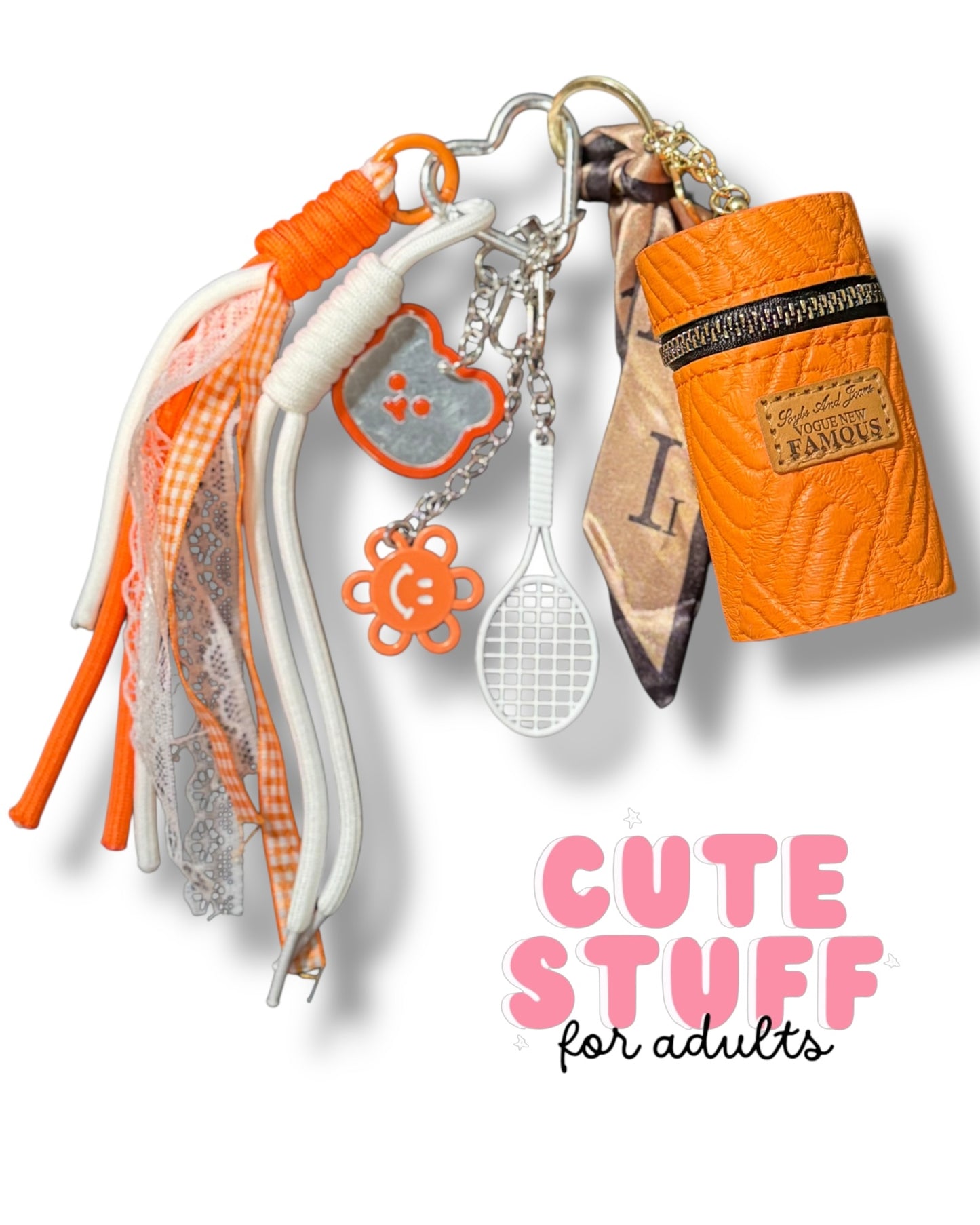 Curated Bag Charm & Keychain with Trinkets + Lipstick Case (Multiple Colors)