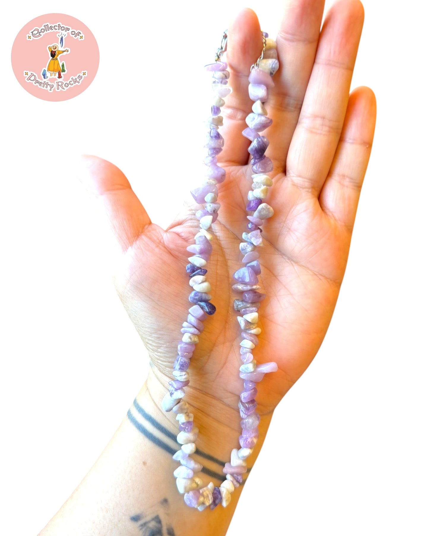 Gemstone Chip Beaded Necklace – Convertible Double Wrap Bracelet