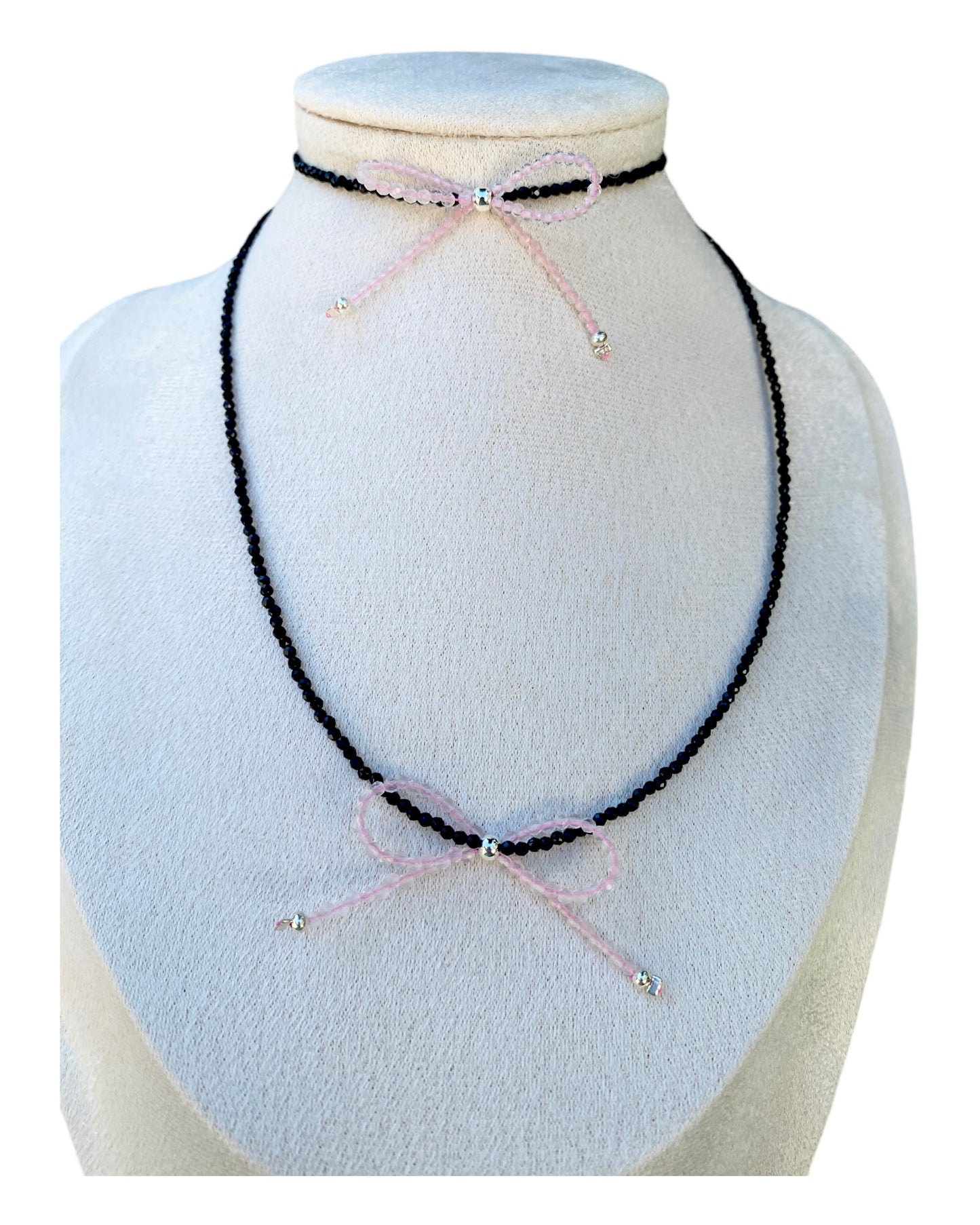 Crystal Necklace and Bracelet with Bow Set