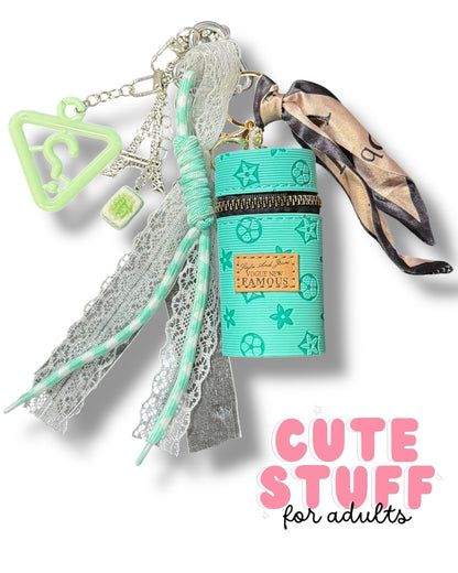 Curated Bag Charm & Keychain with Trinkets + Lipstick Case (Multiple Colors)