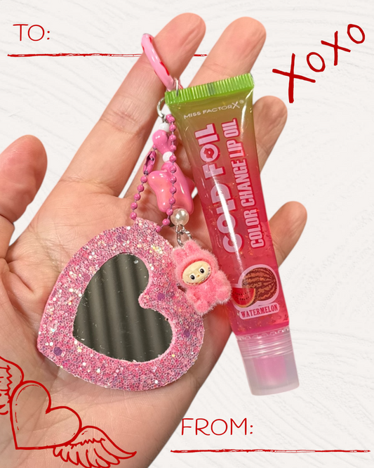 Kawaii Lip Oil Keychain with Handmade Charm | Cute Gloss Bag Charm & Phone Accessory
 💋