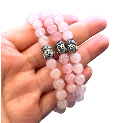 Rose Quartz Buddha Head Bracelet