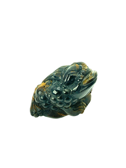 Yellow/Blue Tigers Eye Money Frog Biting Coin