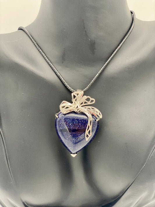 Heart with Bow Crystal Pendant