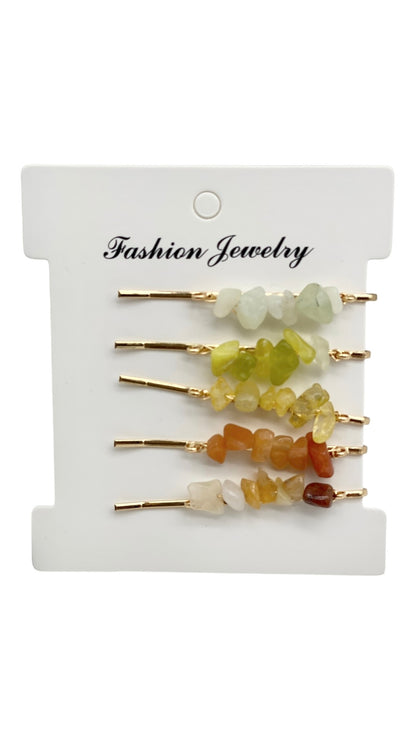 Natural Crystal Hair Clip Set