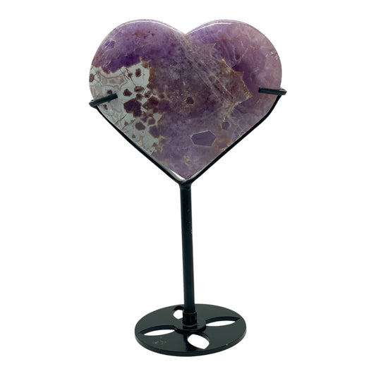 Purple Amethyst with Lace Agate Heart Carving