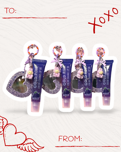 Kawaii Lip Oil Keychain with Handmade Charm | Cute Gloss Bag Charm & Phone Accessory
 💋