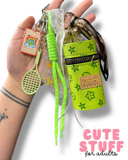 Curated Bag Charm & Keychain with Trinkets + Lipstick Case (Multiple Colors)